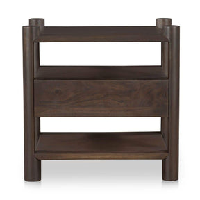 Modern European furniture - Brown Acacia Wood Nightstand - www.oroa.com