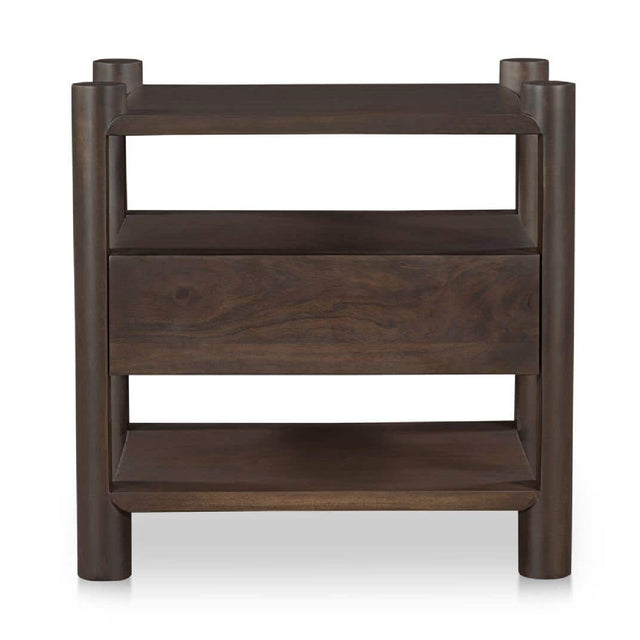 Modern European furniture - Brown Acacia Wood Nightstand - www.oroa.com