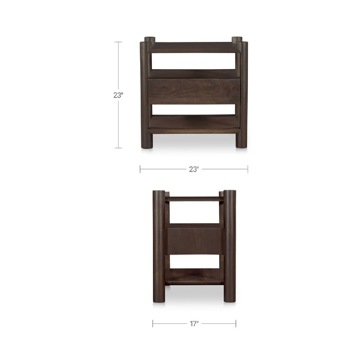 Modern European furniture - Brown Acacia Wood Nightstand - www.oroa.com
