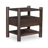 Modern European furniture - Brown Acacia Wood Nightstand - www.oroa.com