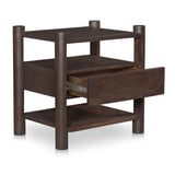 Modern European furniture - Brown Acacia Wood Nightstand - www.oroa.com