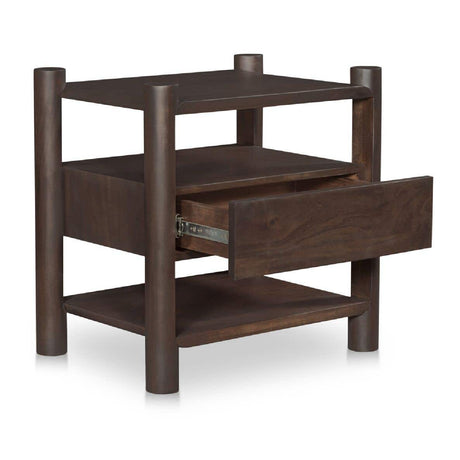 Modern European furniture - Brown Acacia Wood Nightstand - www.oroa.com