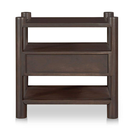 Modern European furniture - Brown Acacia Wood Nightstand - www.oroa.com