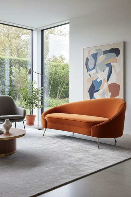 Orange Asymmetrical Chaise | Novi Living Abigail | Oroa.com