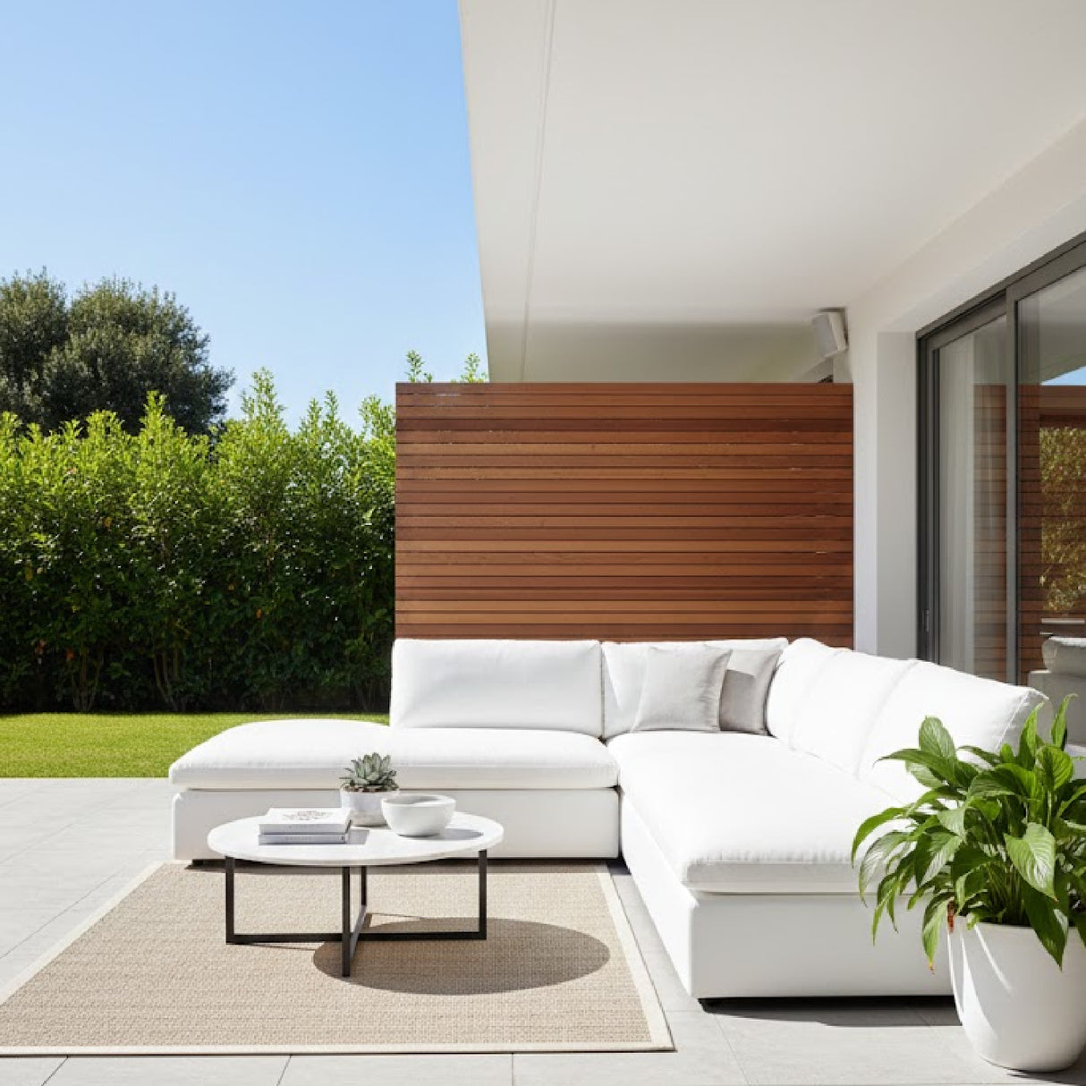   2-Piece White Outdoor Modular Sofa | Oroa.com