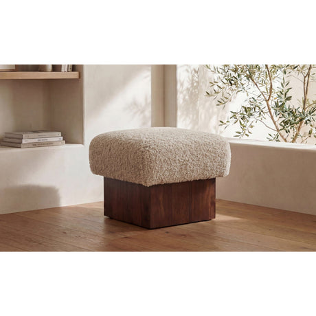 Mango Wood Base Ottoman | Novi Living Serge