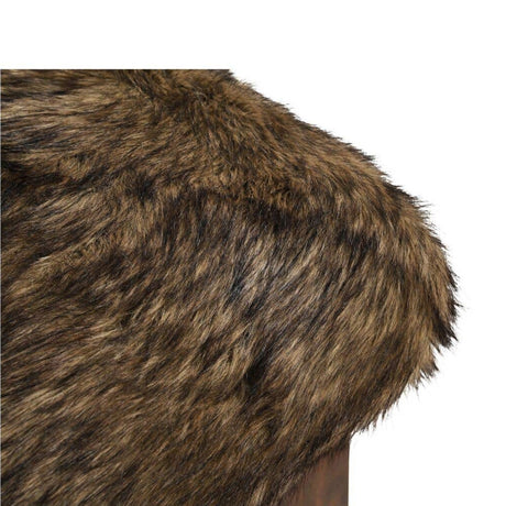 Brown Fur Ottoman | Novi Living Serge