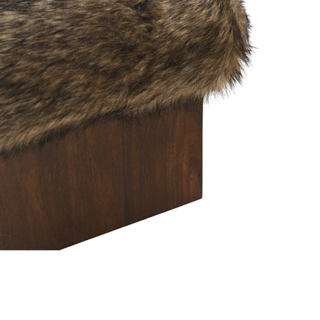 Brown Fur Ottoman | Novi Living Serge