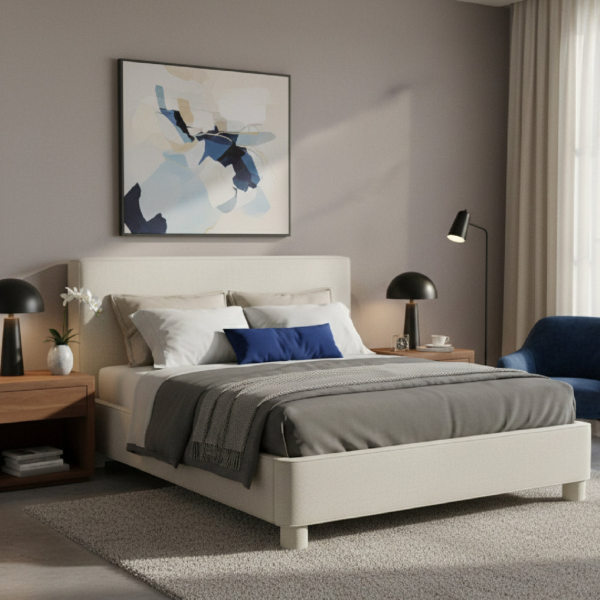 Gray Minimalsit Bed | Novi Living Ichigo
