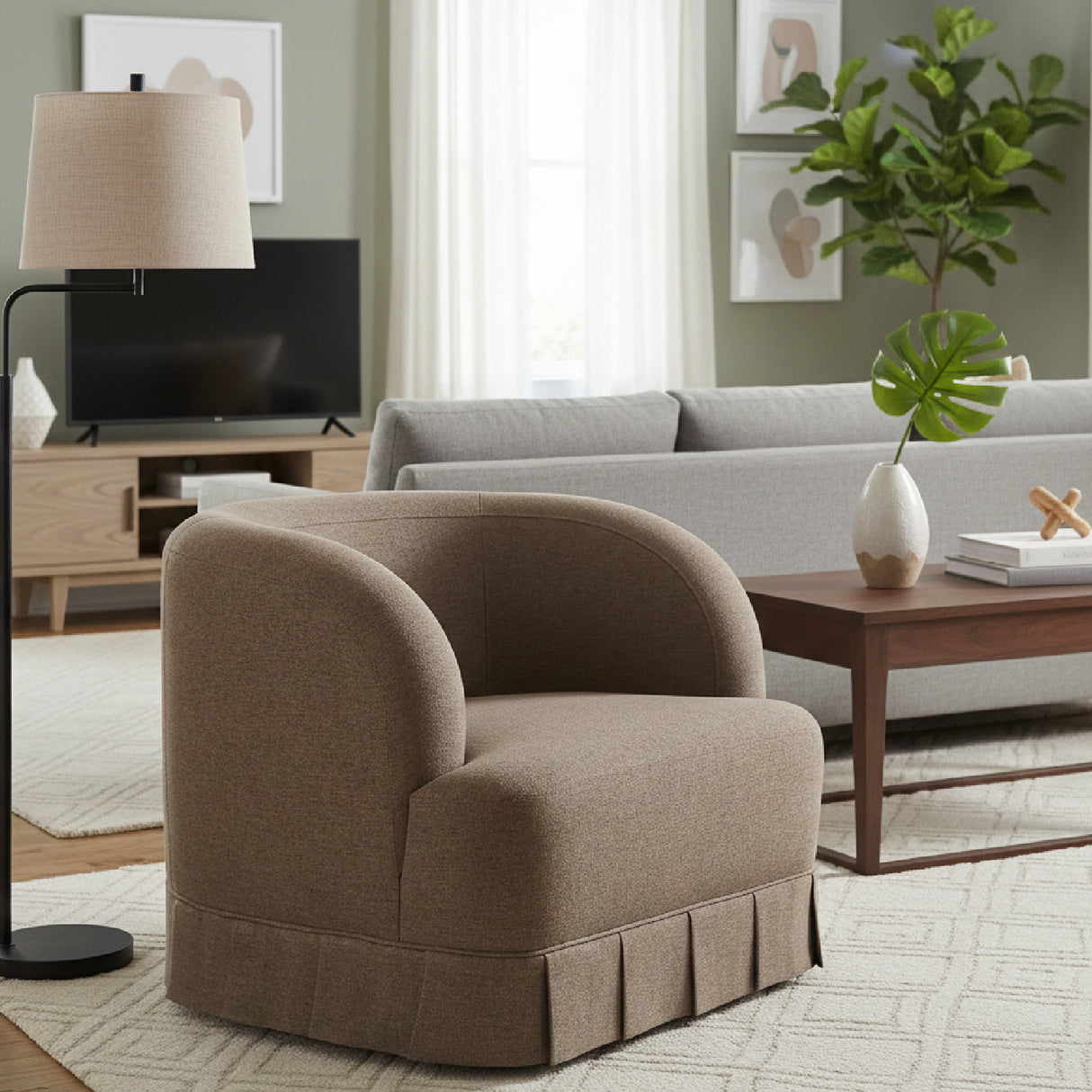 Pleated Swivel Chair | Novi Living Maren