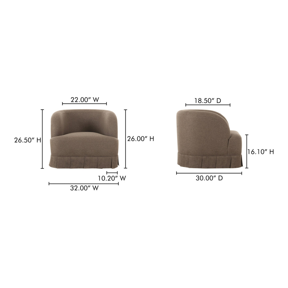 Pleated Swivel Chair | Novi Living Maren