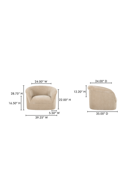 Modern European furniture - Velvet Rolled-Arm Lounge Chair - www.oroa.com