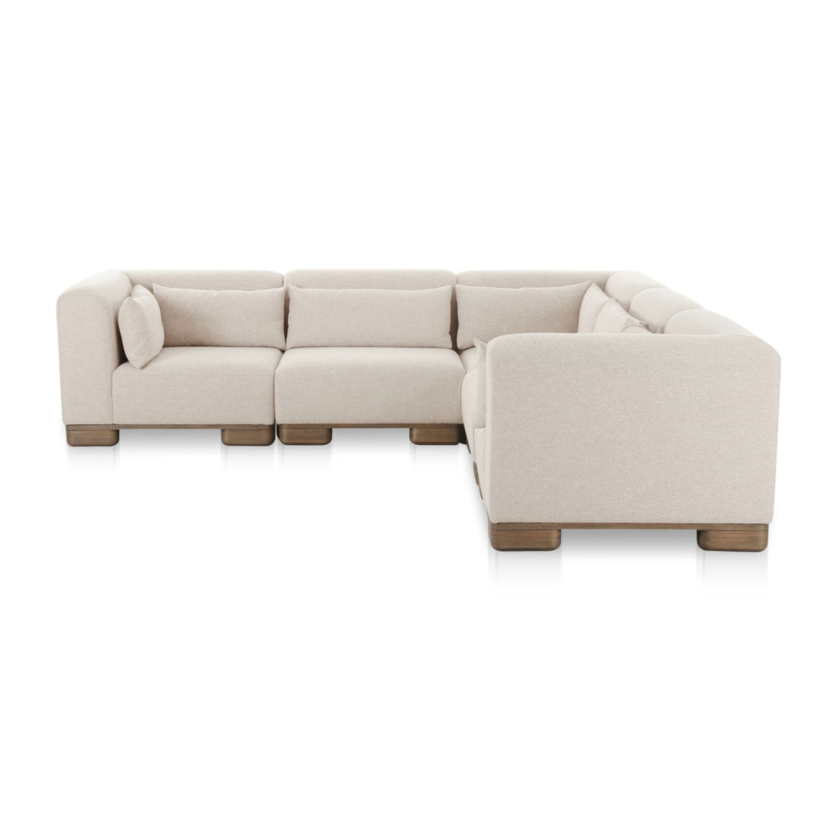 Modern European furniture - Beige L-Shaped Modular Sofa - www.oroa.com