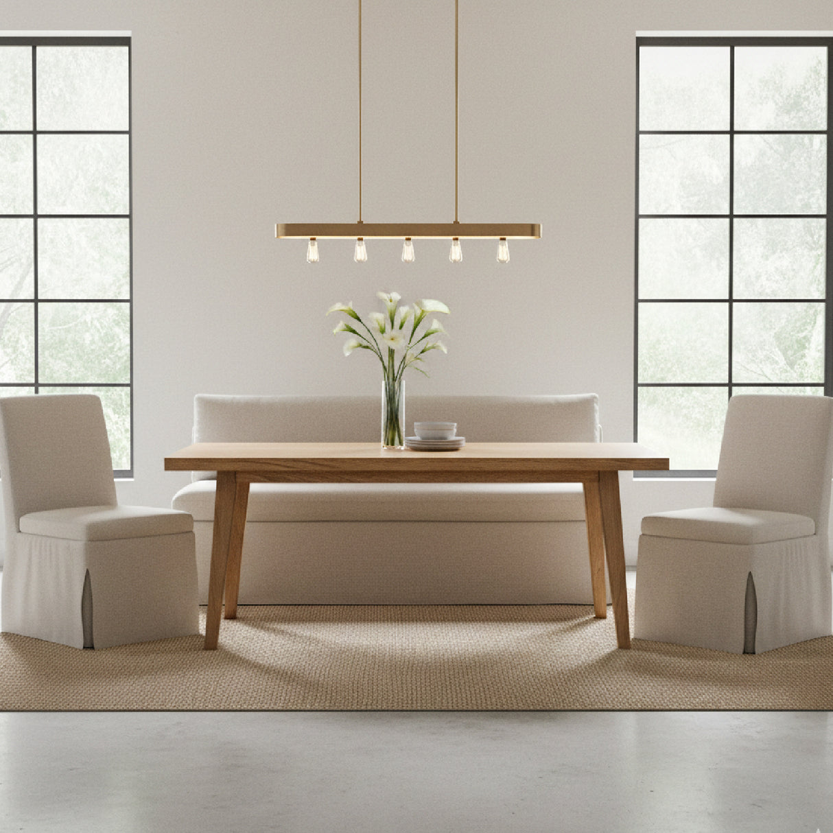 Modern European furniture - Beige Dining Bench Slipcover - www.oroa.com