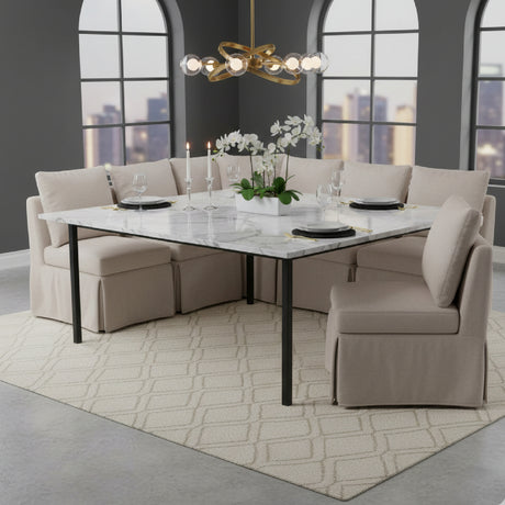 Modern European furniture - Beige Corner Dining Chair Slipcover - www.oroa.com