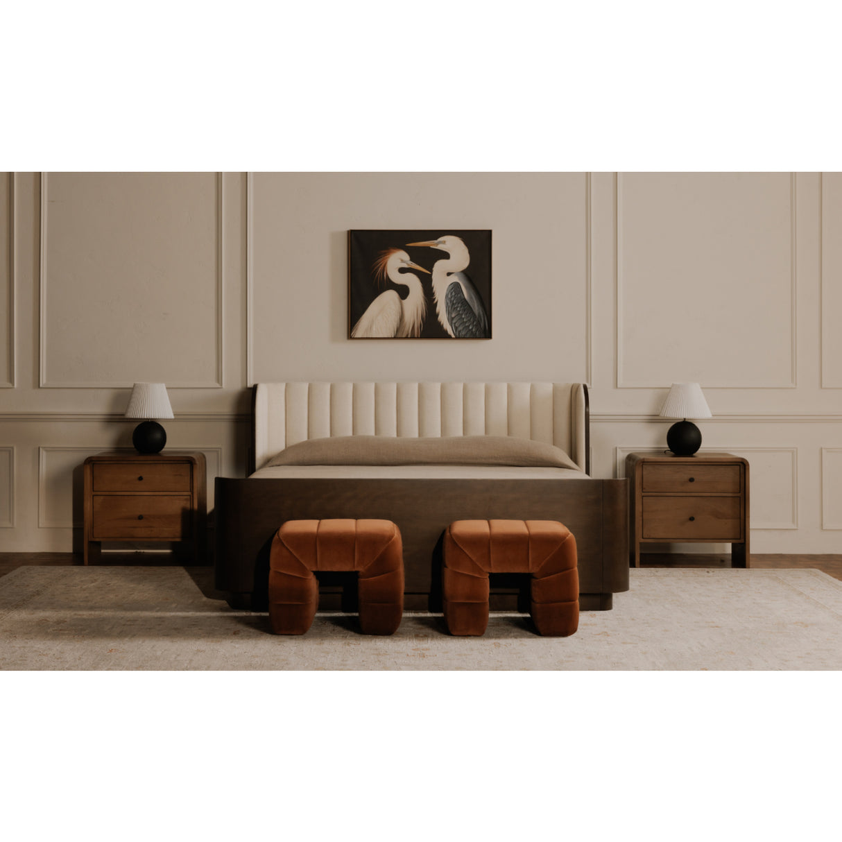 Modern European furniture - Wide Channel Detail Stool - www.oroa.com