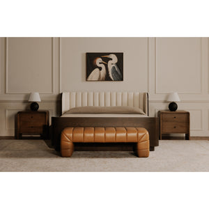 Modern European furniture - Brown Upholstered Bench - www.oroa.com