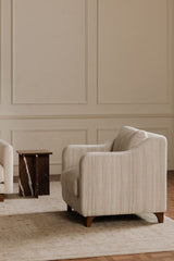Modern European furniture - Textured Boucle Accent Chair - www.oroa.com