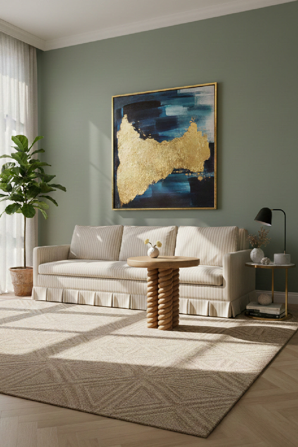 Beige Pleated Skirt Fabric Sofa | Novi Living Pellicano