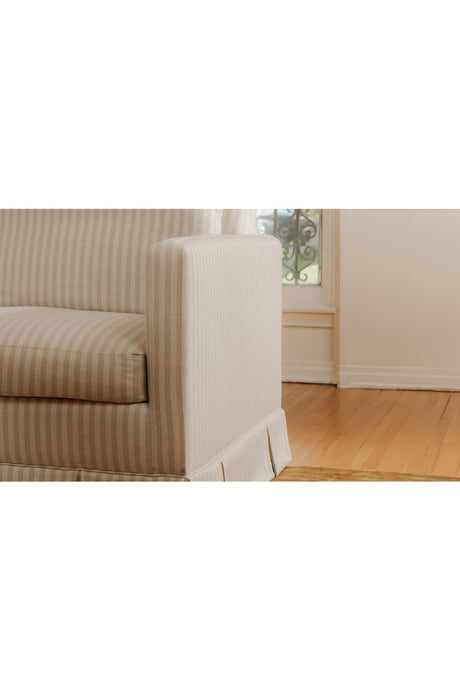 Beige Pleated Skirt Fabric Sofa | Novi Living Pellicano