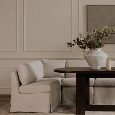 Modern European furniture - Beige L-Shaped Dining Banquette Slipcover XS - www.oroa.com