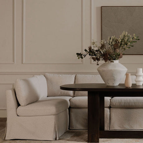 Modern European furniture - Beige L-Shaped Dining Banquette Slipcover S - www.oroa.com