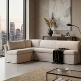 Beige L-Shaped Dining Banquette Slipcover S | Novi Living Fable