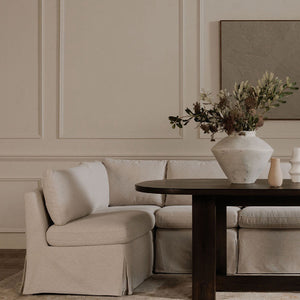 Modern European furniture - Beige L-Shaped Dining Banquette Slipcover L - www.oroa.com