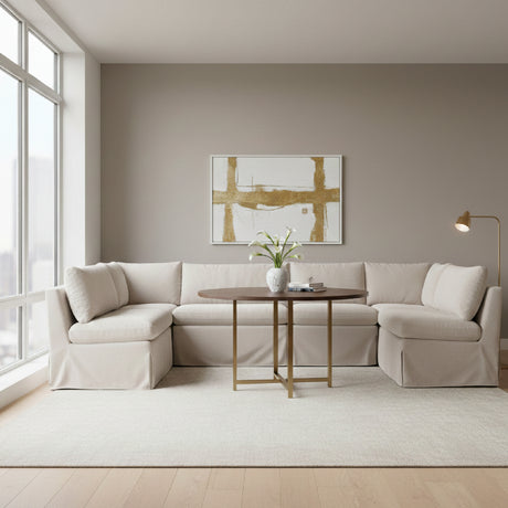 Modern European furniture - Beige U-Shaped Dining Banquette Slipcover XS - www.oroa.com