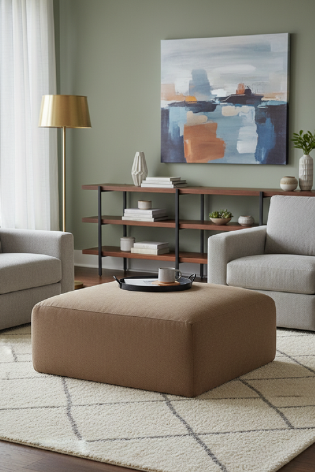 Brown Slipcover Ottoman | Novi Living Isla | Oroa.com