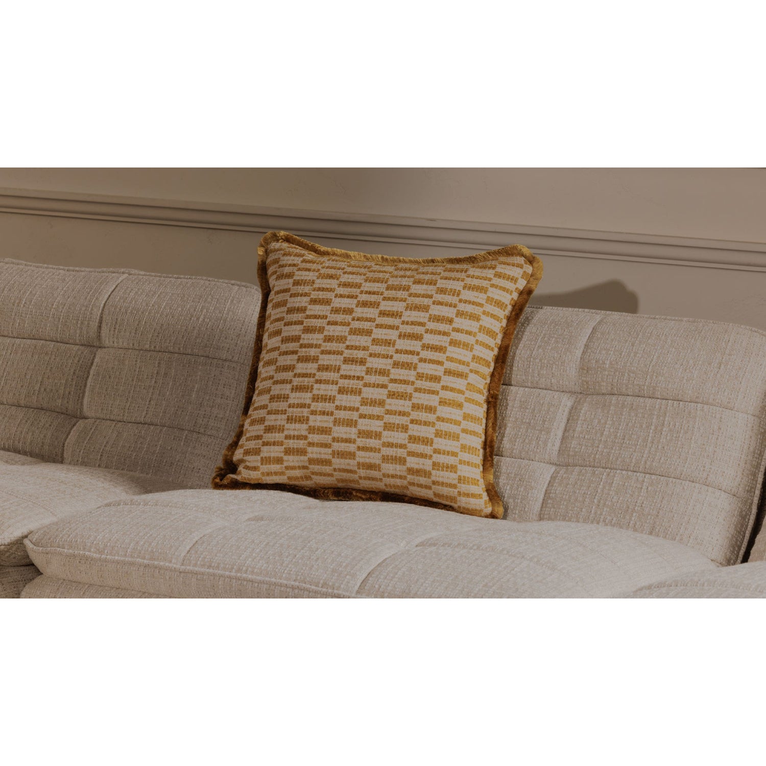 Modern European furniture - Geometric Print Fringed Cushion - www.oroa.com