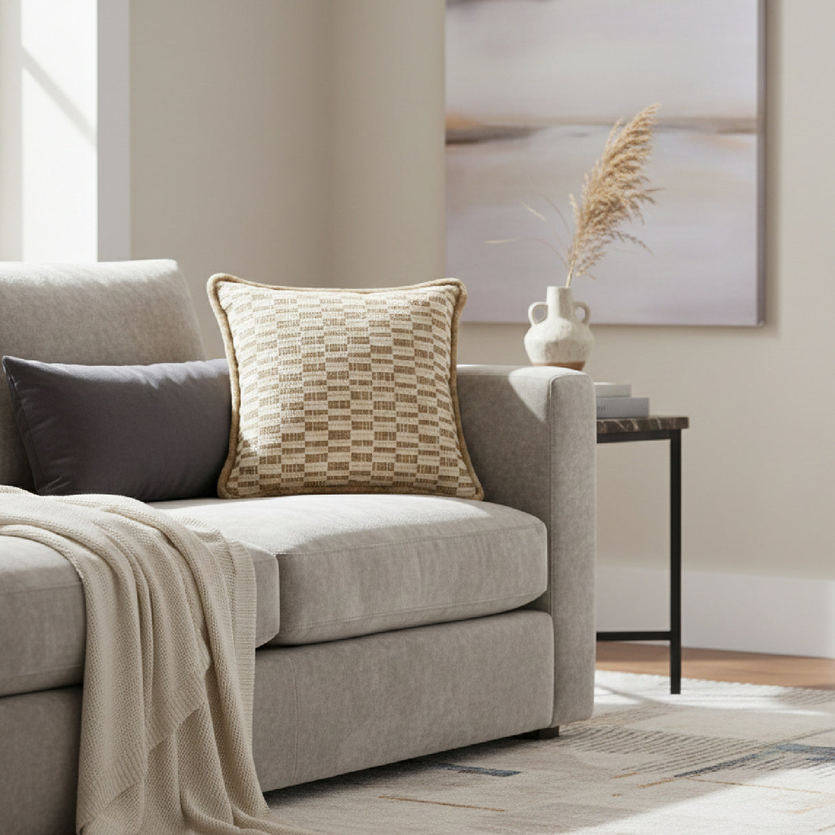 Modern European furniture - Geometric Print Fringed Cushion - www.oroa.com