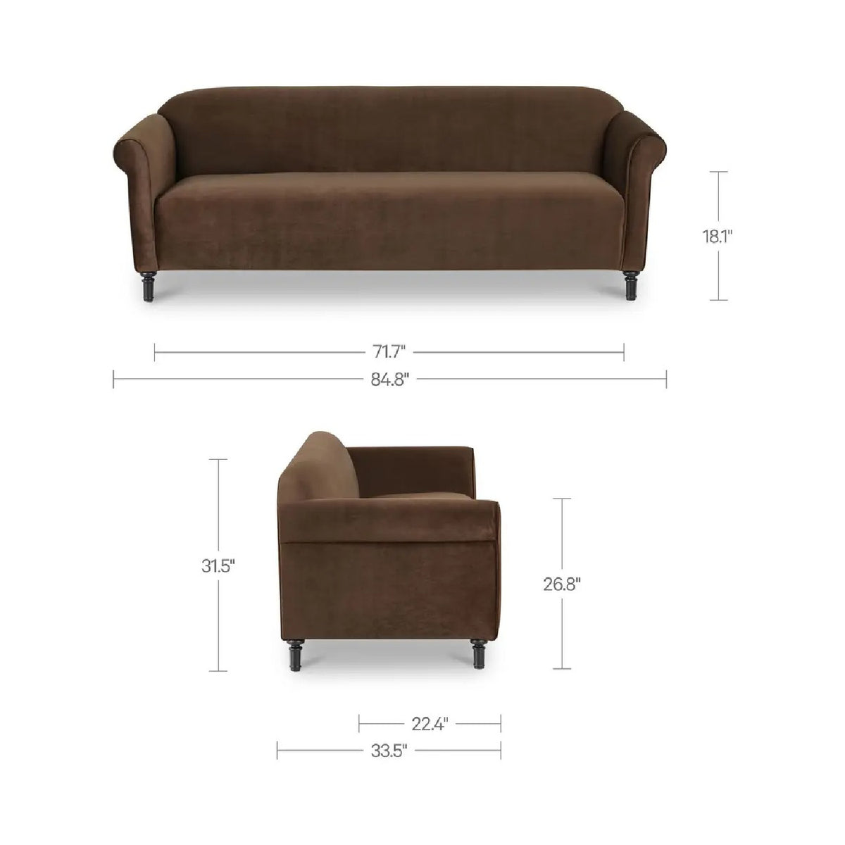 Velvet 3-Seater Sofa | Novi Living Harmony