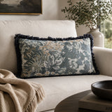 Modern European furniture - Blue Fringed Foliage Lumbar Pillow - www.oroa.com