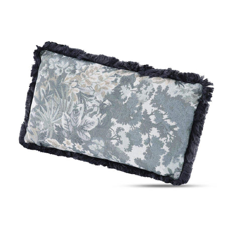 Modern European furniture - Blue Fringed Foliage Lumbar Pillow - www.oroa.com