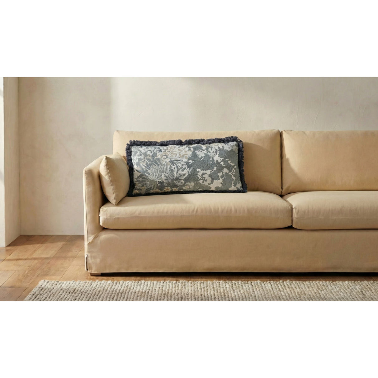 Modern European furniture - Blue Fringed Foliage Lumbar Pillow - www.oroa.com