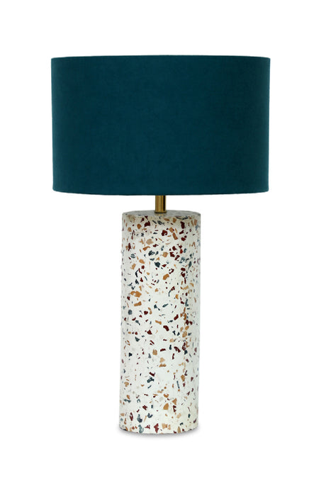 Hand-loomed Cotton Shade Table Lamp | Novi Living Terrazzo Cylinder | Oroa.com