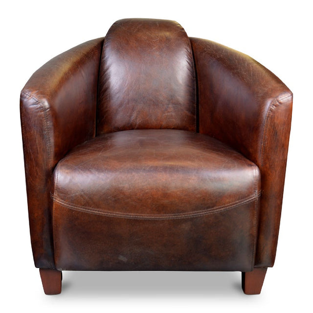 Modern European furniture - Brown Leather Club Chair - www.oroa.com