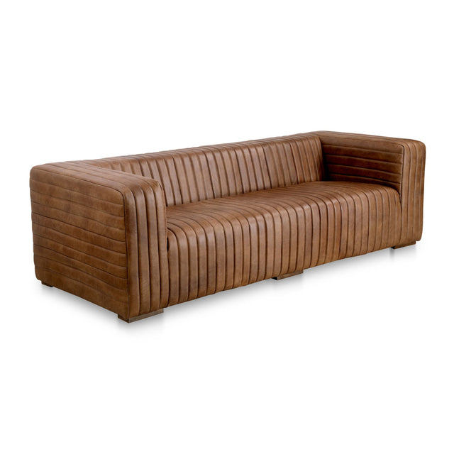 Modern European furniture - Channel-Stitched Leather Sofa - www.oroa.com