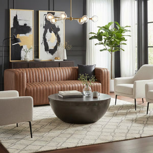 Modern European furniture - Channel-Stitched Leather Sofa - www.oroa.com