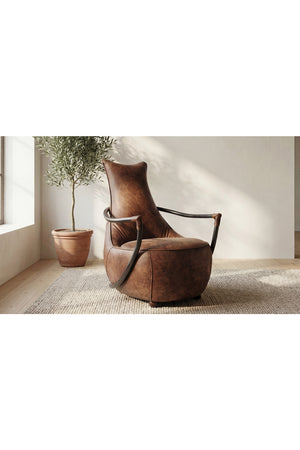 Modern European furniture - Brown Leather Club Chair - www.oroa.com