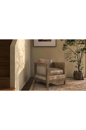 Modern European furniture - Brown Leather Studded Club Chair - www.oroa.com