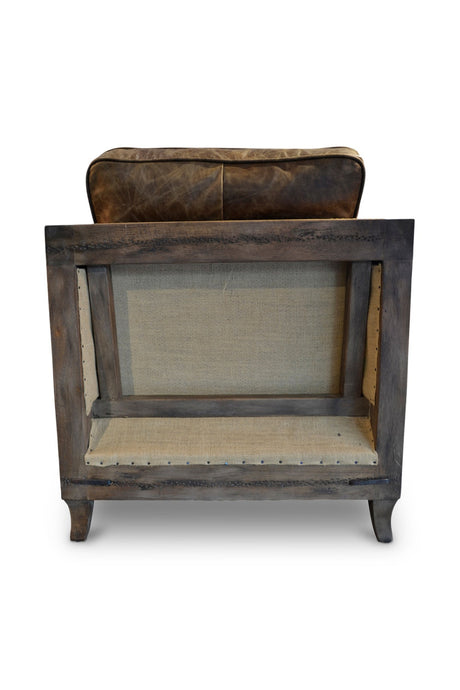 Modern European furniture - Brown Leather Studded Club Chair - www.oroa.com
