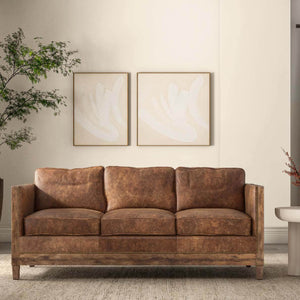 Modern European furniture - Brown Leather Rustic Sofa - www.oroa.com