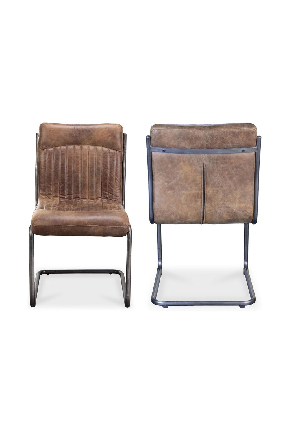 Modern European furniture - Brown Leather Dining Chair Set (2) - www.oroa.com