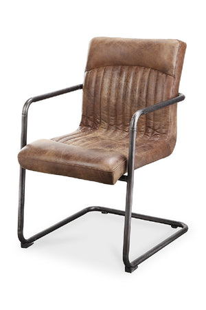 Modern European furniture - Brown Leather Lounge Armchair Set (2) - www.oroa.com