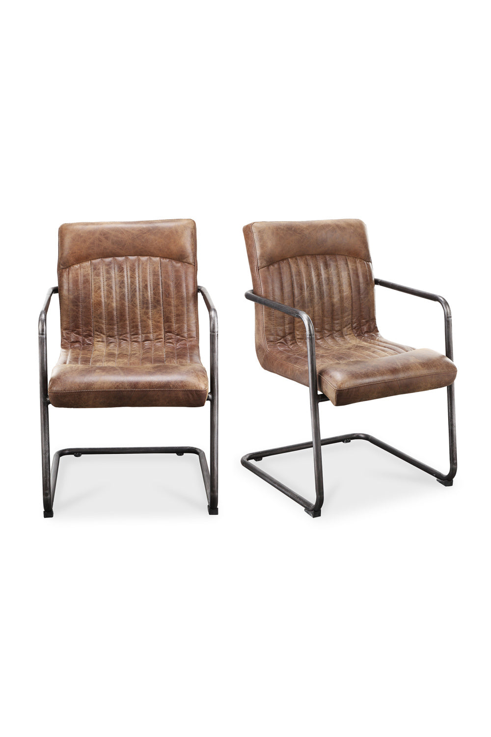 Modern European furniture - Brown Leather Lounge Armchair Set (2) - www.oroa.com