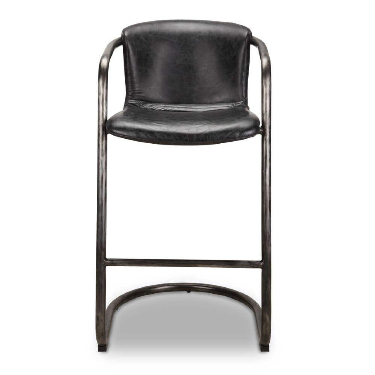 Modern European furniture - Leather Cantilevered Bar Stool Set (2)  - www.oroa.com