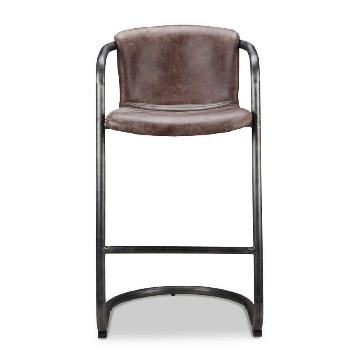 Modern European furniture - Leather Cantilevered Bar Stool Set (2)  - www.oroa.com