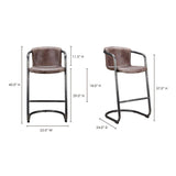 Modern European furniture - Leather Cantilevered Bar Stool Set (2)  - www.oroa.com